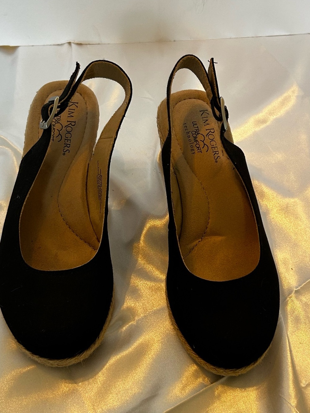 Kim Rogers Dyann Ultra Comfort Black Women 7.5 Espadrilles Slingback Wedge Shoe - Picture 2 of 7